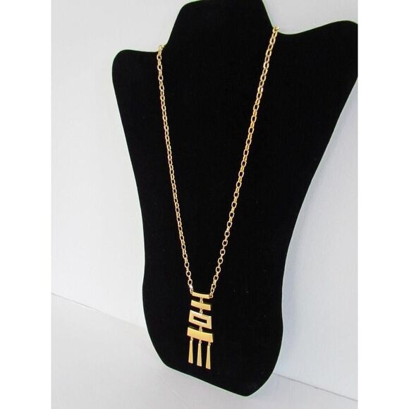 Vintage Napier Oriental Necklace Pendant Statement Asian Pagoda Gold Extra Long - Picture 3 of 13